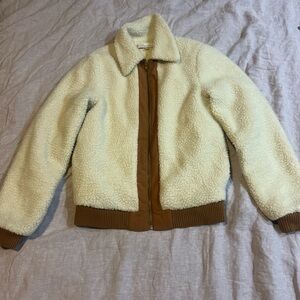 Lovers + Friends Cream and Tan Teddy Jacket